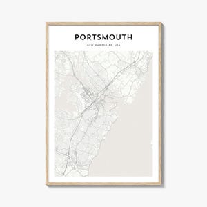 Portsmouth New Hampshire Map Poster, Portsmouth Map Print, Portsmouth Travel Wall Art, Portsmouth Personalized Map,