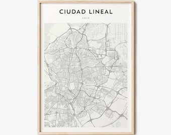 Ciudad Lineal Karte Poster, Ciudad Lineal Karte Druck, Ciudad Lineal personalisierte Karte Kunst, Ciudad Lineal Wandkunst, Reiseplakat, Reisegeschenk