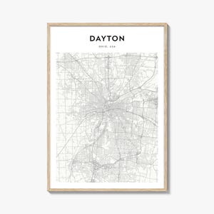 Dayton Ohio Map Print: Minimalist Travel Wall Art