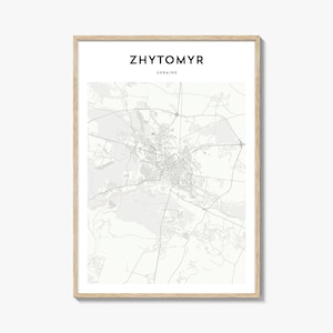 Zhytomyr Map Poster, Zhytomyr Map Print, Zhytomyr Travel Wall Art, Zhytomyr Personalized Map, Ukraine