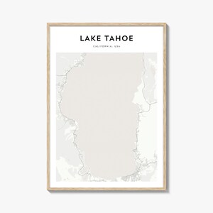Cartaz do mapa do Lago Tahoe, impressão do mapa do Lago Tahoe, arte de parede de viagem do Lago Tahoe, mapa personalizado do Lago Tahoe, Califórnia