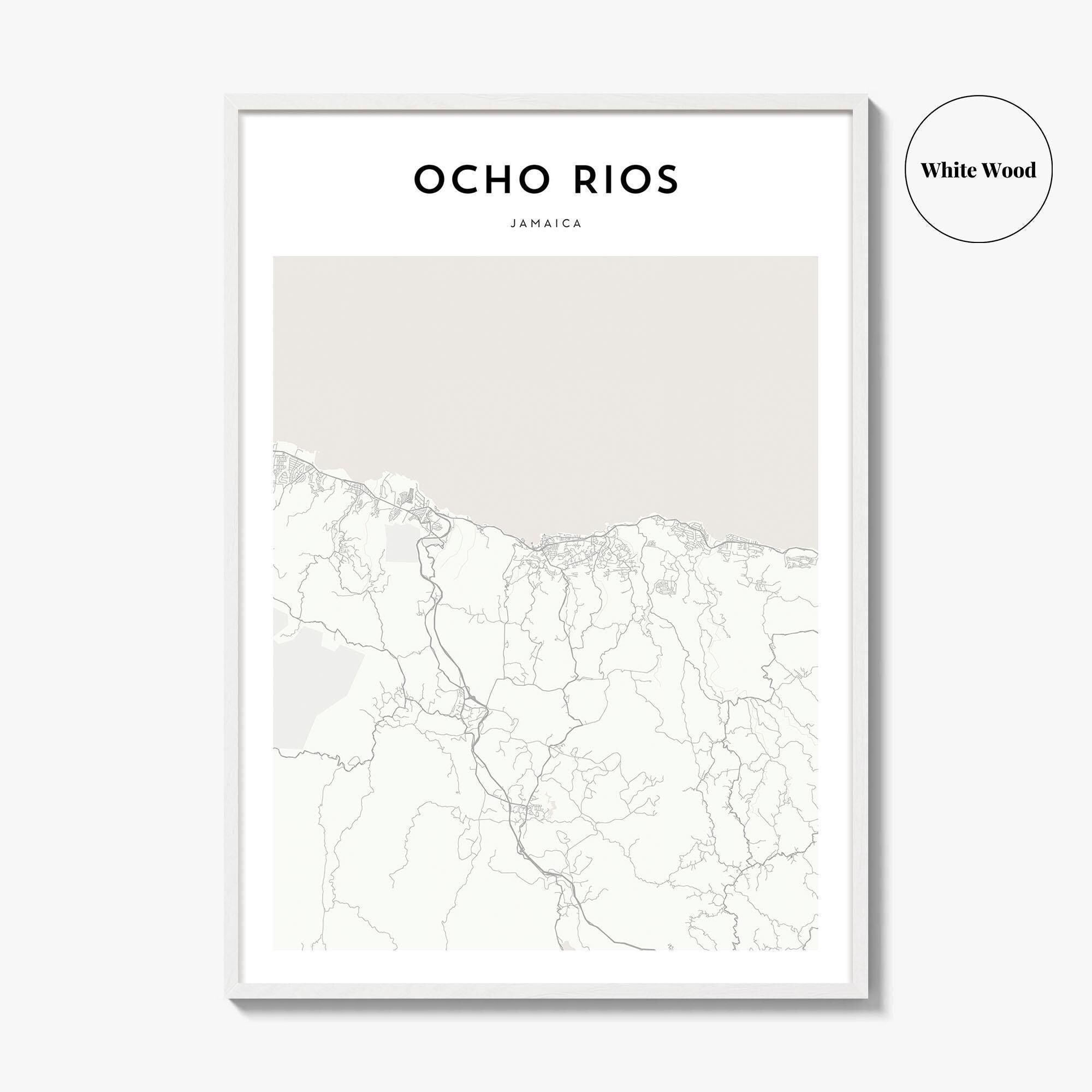 Ocho Rios Map Print, Jamaica Poster, Caribbean Wall Art, Ochi Custom ...