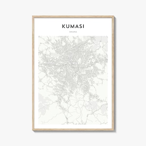 Kumasi Map Poster, Kumasi Map Print, Kumasi Travel Wall Art, Kumasi Personalized Map, Ghana