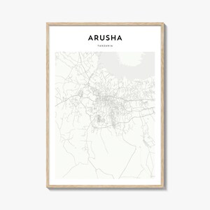 Arusha Map Print, Tanzania Poster, Africa Wall Art, Arusha Custom Street Decor