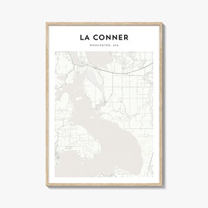 La Conner Karte Poster, La Conner Karte Druck, La Conner Reisewandkunst, La Conner personalisierte Karte, Washington