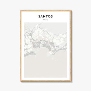 Santos Karte Poster, Santos Karte Druck, Santos Reisewandkunst, Santos personalisierte Karte, Brasilien