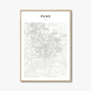Pune Map Poster, Pune Map Print, Pune Travel Wall Art, Pune Personalized Map, India