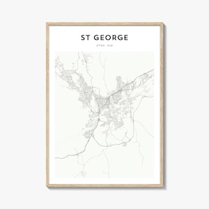 St George Map Poster, St George Map Print, St George Travel Wall Art, St George Personalized Map, Utah
