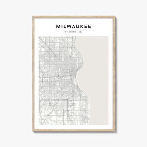 Milwaukee Map Print, Wisconsin Poster, USA Wall Art, Brew City Custom Street Decor