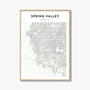 Cartaz do mapa de Spring Valley, impressão do mapa de Spring Valley, arte de parede de viagem de Spring Valley, mapa personalizado de Spring Valley, Nevada
