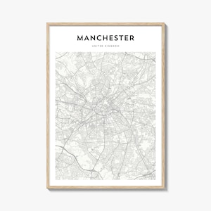 Manchester United Kingdom Map Poster, Manchester Map Print, Manchester Travel Wall Art, Manchester Personalized Map,