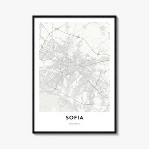 Sofia Map Poster, Minimalist City Print, Bulgaria Wall Art
