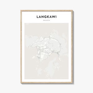 Pôster do mapa de Langkawi, impressão de mapa de Langkawi, arte de parede de viagem de Langkawi, mapa personalizado de Langkawi, Malásia