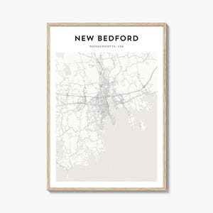 New Bedford Map Poster, New Bedford Map Print, New Bedford Travel Wall Art, New Bedford Personalized Map, Massachusetts