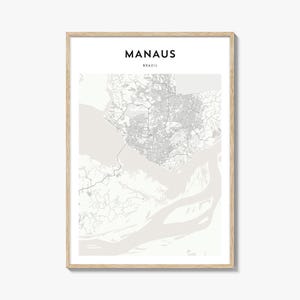Manaus Map Poster, Manaus Map Print, Manaus Travel Wall Art, Manaus Personalized Map, Brazil