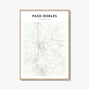 Cartaz do mapa de Paso Robles, impressão do mapa de Paso Robles, arte de parede de viagem de Paso Robles, mapa personalizado de Paso Robles, Califórnia