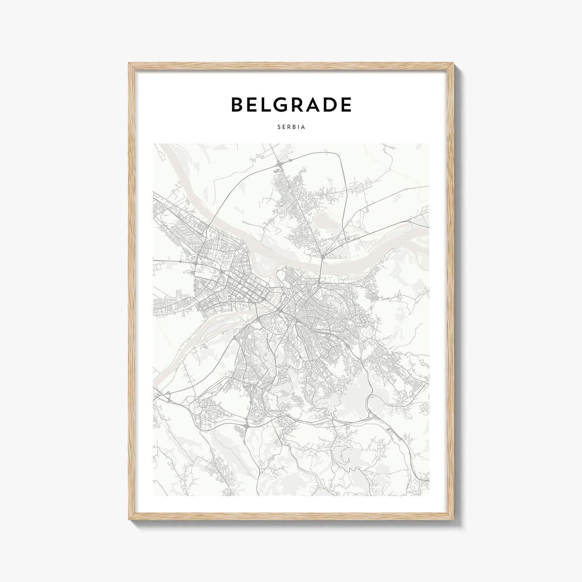 Belgrade Map Poster, Belgrade Map Print, Belgrade Travel Wall Art, Belgrade Personalized Map, Serbia