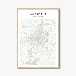 Coventry Map Poster, Coventry Map Print, Coventry Travel Wall Art, Coventry Personalized Map, United Kingdom