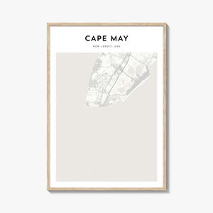 Poster mappa di Cape May, stampa mappa di Cape May, arte murale di viaggio di Cape May, mappa personalizzata di Cape May, New Jersey