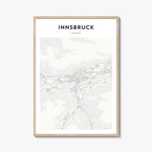 Cartaz do mapa de Innsbruck, impressão do mapa de Innsbruck, arte de parede de viagem de Innsbruck, mapa personalizado de Innsbruck, Áustria