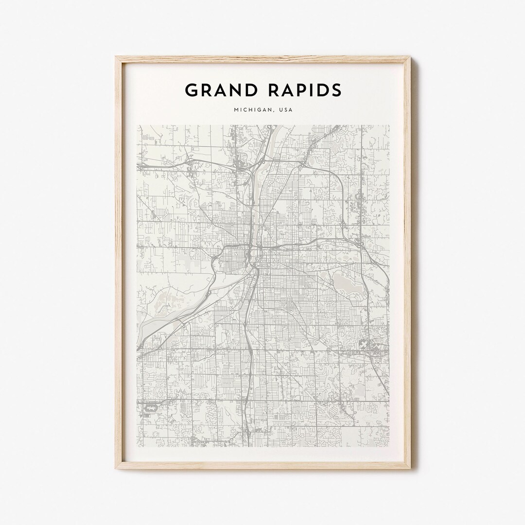 Grand Rapids Map Poster Grand Rapids Map Print Grand Rapids Etsy