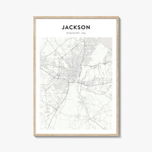 Jackson Map Poster, Jackson Map Print, Jackson Travel Wall Art, Jackson Personalized Map, Mississippi