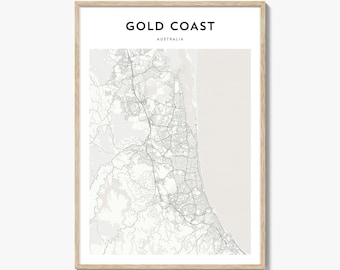 Gold Coast Map Poster, Gold Coast Map Print, Gold Coast Travel Wall Art, Gold Coast Personalized Map, Australia