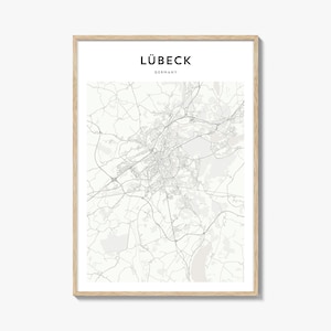 Pôster do mapa de Lübeck, impressão de mapa de Lübeck, arte de parede de viagem de Lübeck, mapa personalizado de Lübeck, Alemanha