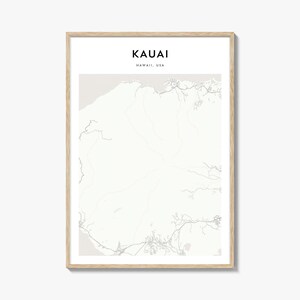 Kauai Map Poster, Kauai Map Print, Kauai Travel Wall Art, Kauai Personalized Map, Hawaii