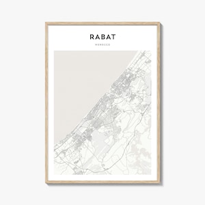 Rabat Map Poster, Rabat Map Print, Rabat Travel Wall Art, Rabat Personalized Map, Morocco