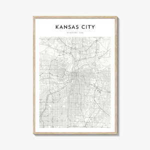 Cartaz do mapa de Kansas City Missouri, impressão do mapa de Kansas City, arte de parede de viagem de Kansas City, mapa personalizado de Kansas City,