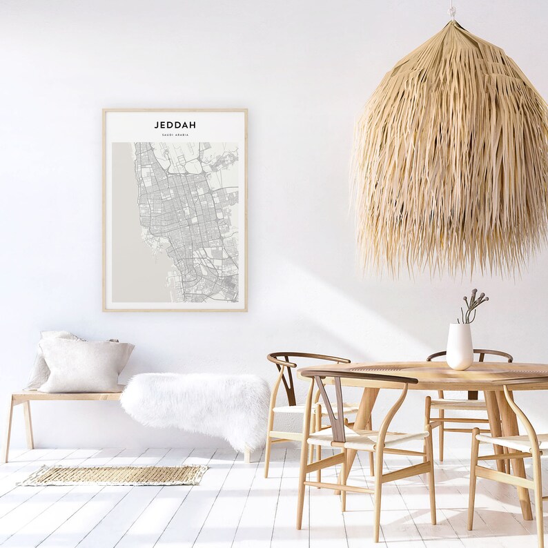 Jeddah Map Poster Jeddah Map Print Jeddah Personalized Map Etsy