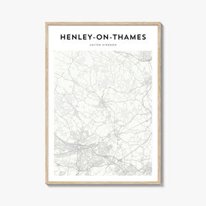 Henley-on-Thames Karte Poster, Henley-on-Thames Karte Druck, Henley-on-Thames Reisewandkunst, Henley-on-Thames personalisierte Karte, Vereinigtes Königreich