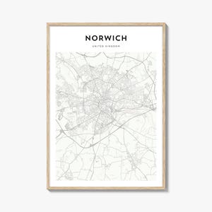 Norwich Karte Poster, Norwich Karte Druck, Norwich Reisewandkunst, Norwich personalisierte Karte, Vereinigtes Königreich