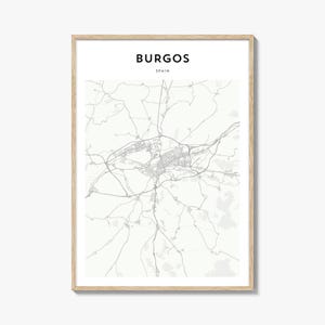 Burgos Karte Poster, Burgos Karte Druck, Burgos Reisewandkunst, Burgos personalisierte Karte, Spanien