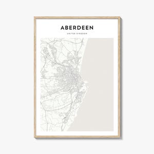 Aberdeen Map Poster, Aberdeen Map Print, Aberdeen Travel Wall Art, Aberdeen Personalized Map, United Kingdom