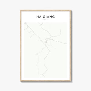 Pôster do mapa de Ha Giang, impressão do mapa de Ha Giang, arte de parede de viagem de Ha Giang, mapa personalizado de Ha Giang, Vietnã