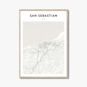 San Sebastian Karte Poster, San Sebastian Karte Druck, San Sebastian Reise Wandkunst, San Sebastian personalisierte Karte, Spanien