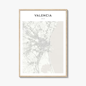 Valencia Spain Map Poster, Valencia Map Print, Valencia Travel Wall Art, Valencia Personalized Map,