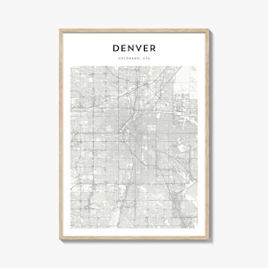 Denver Map Print, Mile High City Poster, Colorado Wall Art, USA Custom Street Decor