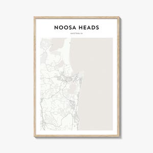 Noosa Heads Map Print, Australia Poster, Queensland Wall Art, Sunshine Coast Custom Street Decor