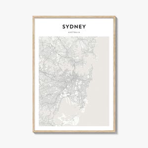 Sydney Map Print, Harbour City Poster, Australia Wall Art, New South Wales  Street Decor