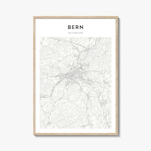 Bern Map Print, Switzerland Poster, Swiss Wall Art, Berne Custom Street Decor