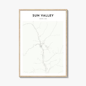Sun Valley-kaartposter, Sun Valley-kaartafdruk, Sun Valley Travel Wall Art, Sun Valley gepersonaliseerde kaart, Idaho