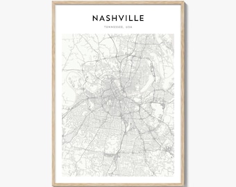 Nashville Map Poster, Nashville Map Print, Nashville Travel Wall Art, Nashville Personalized Map, Tennessee