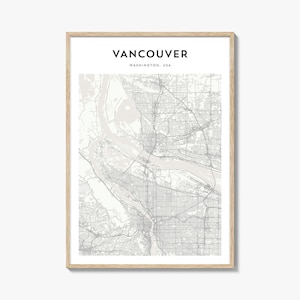 Vancouver Washington Map Poster, Vancouver Map Print, Vancouver Travel Wall Art, Vancouver Personalized Map,