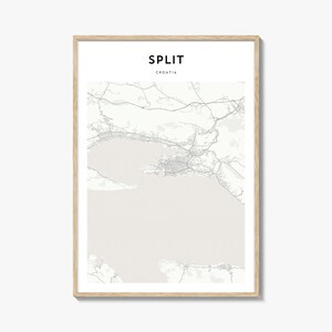 Cartaz de mapa de Split, impressão de mapa de Split, arte de parede de viagem de Split, mapa personalizado de Split, Croácia