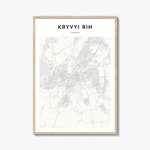 Kryvyy Rih-kaartposter, Kryvyy Rih-kaartafdruk, Kryvyy Rih Travel Wall Art, Kryvyy Rih gepersonaliseerde kaart, Oekraïne