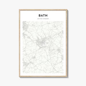 Bath Map Poster, Bath Map Print, Bath Travel Wall Art, Bath Personalized Map, United Kingdom