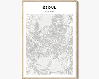 Seoul Map Poster, Seoul Map Print, Seoul Travel Wall Art, Seoul Personalized Map, South Korea